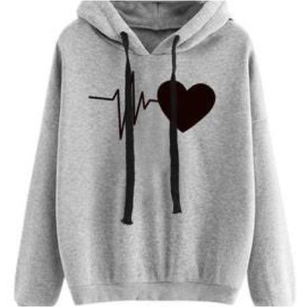 Grey Heart Hooded Jumper - Size 10 - Picture 1 of 8